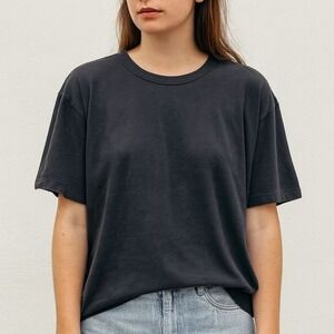 AYR Boxy T Shirt Womens XL Washed‎ Black Cotton Crew Neck Short Sleeve Top